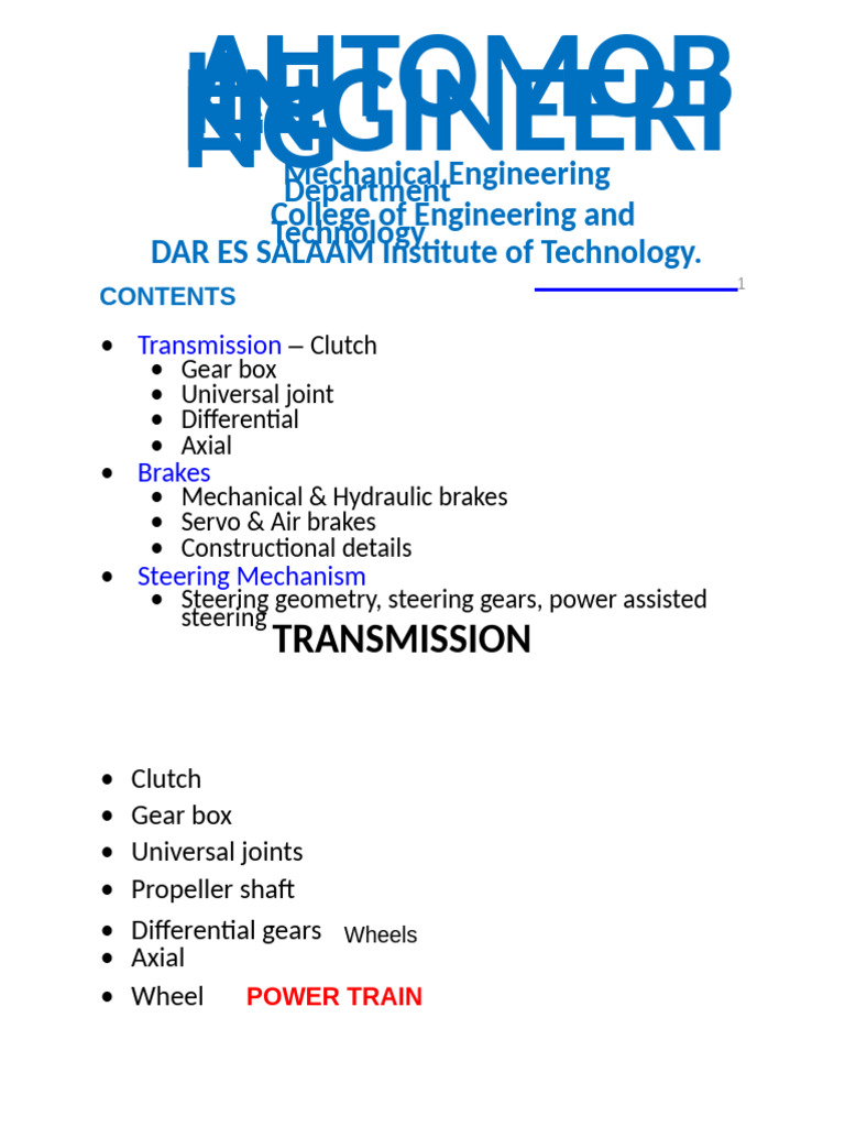 Comprehensive Guide to Automotive Engineering | PDF | Gear | Steering