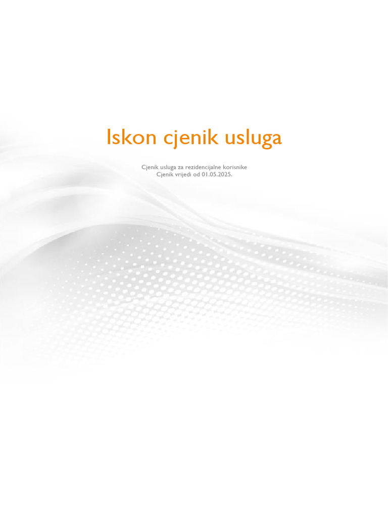 Cjenik Usluga Za Rezidencijalne Korisnike | PDF