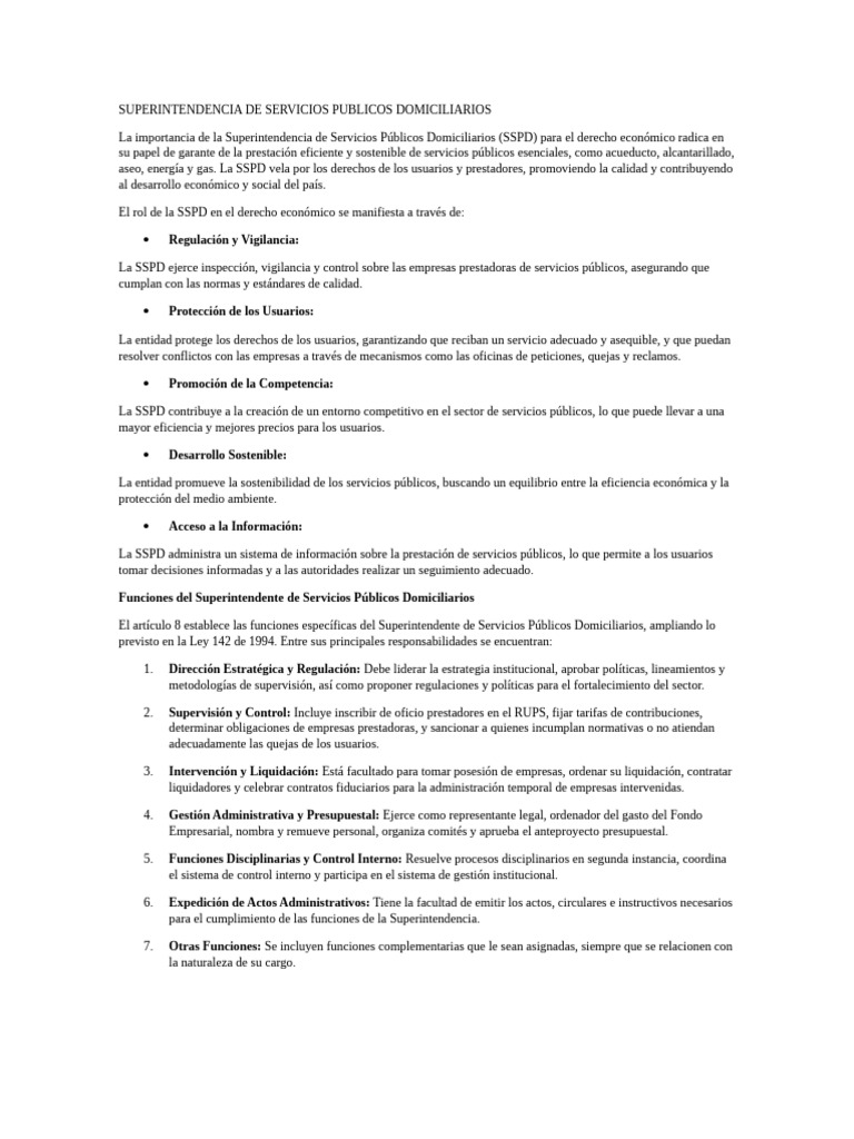 Rol de la SSPD en Servicios Públicos | PDF | Sustentabilidad ...