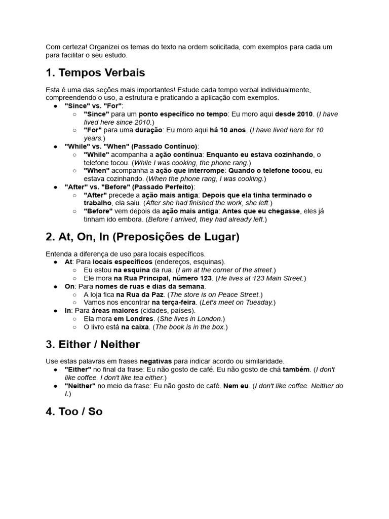 Guia Completo de Temas Gramaticais | PDF | Morfologia linguística ...