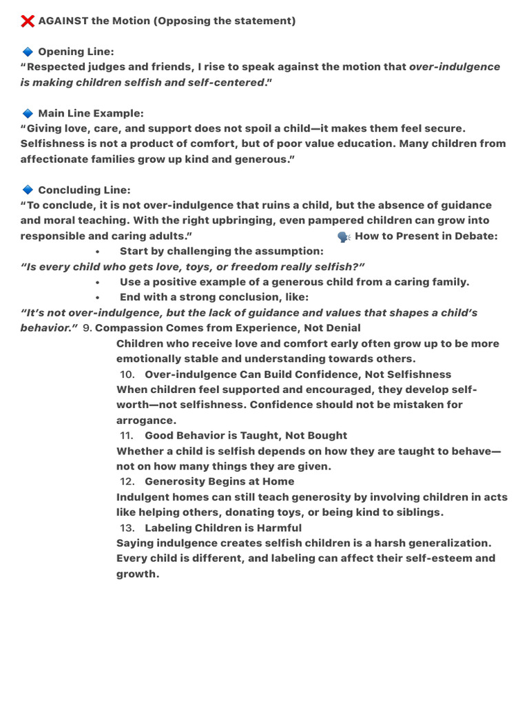 AGAINST The Motion (Opposing The Statement) | PDF