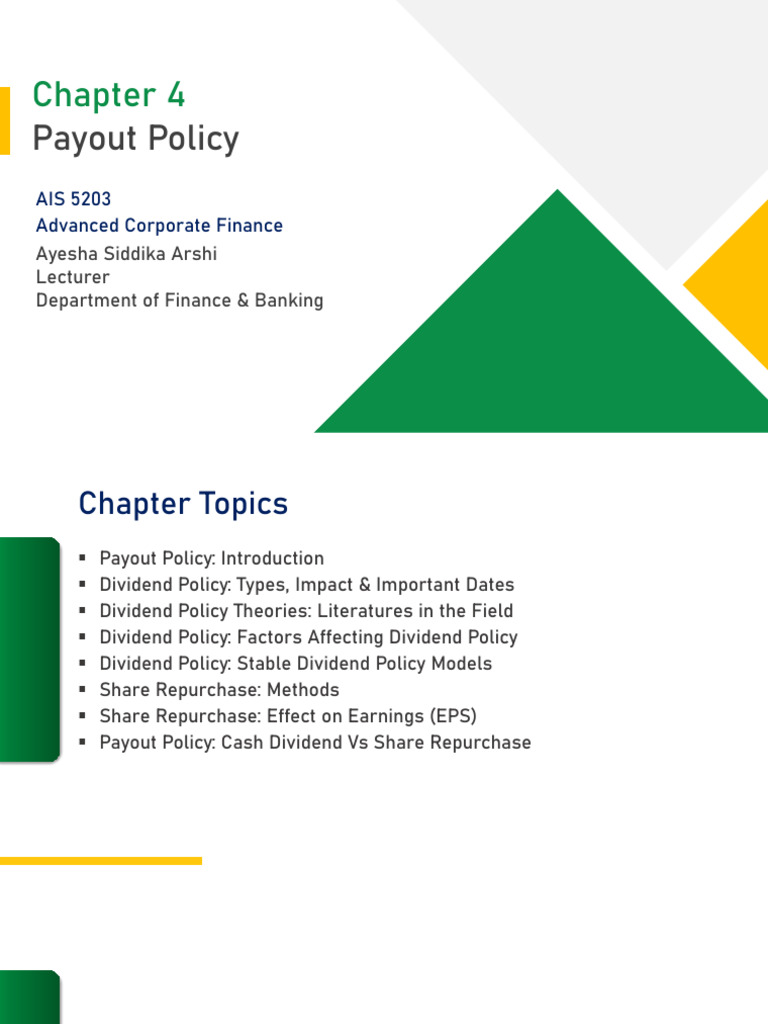 Understanding Payout Policy in Finance | PDF | Dividend | Share Repurchase