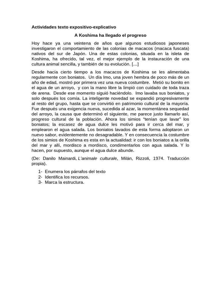 Cultura y comportamiento de macacos Koshima | PDF