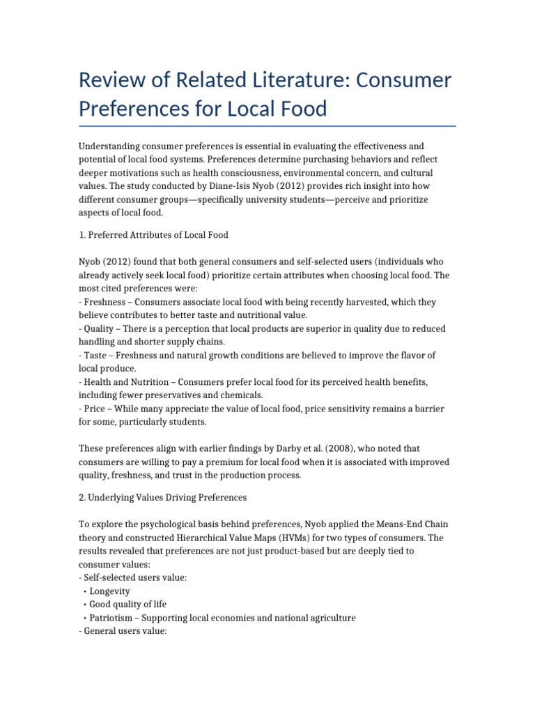 Consumer Preferences for Local Food | PDF | Local Food | Consumer Behaviour