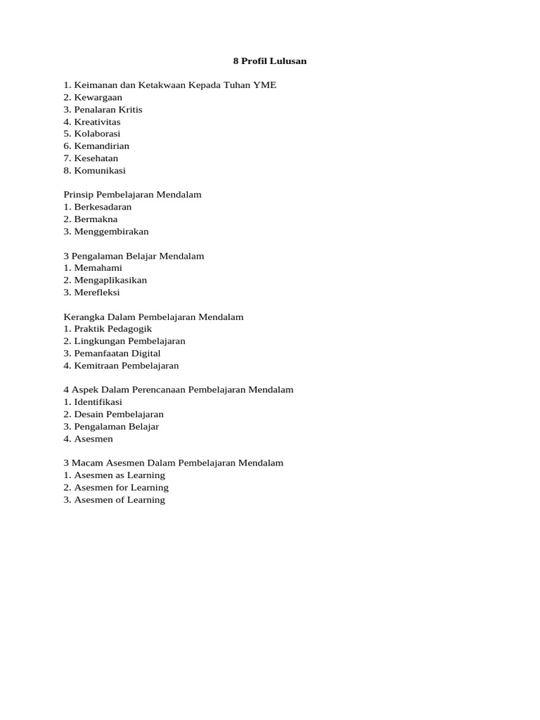 Profil Lulusan dan Prinsip Pembelajaran | PDF