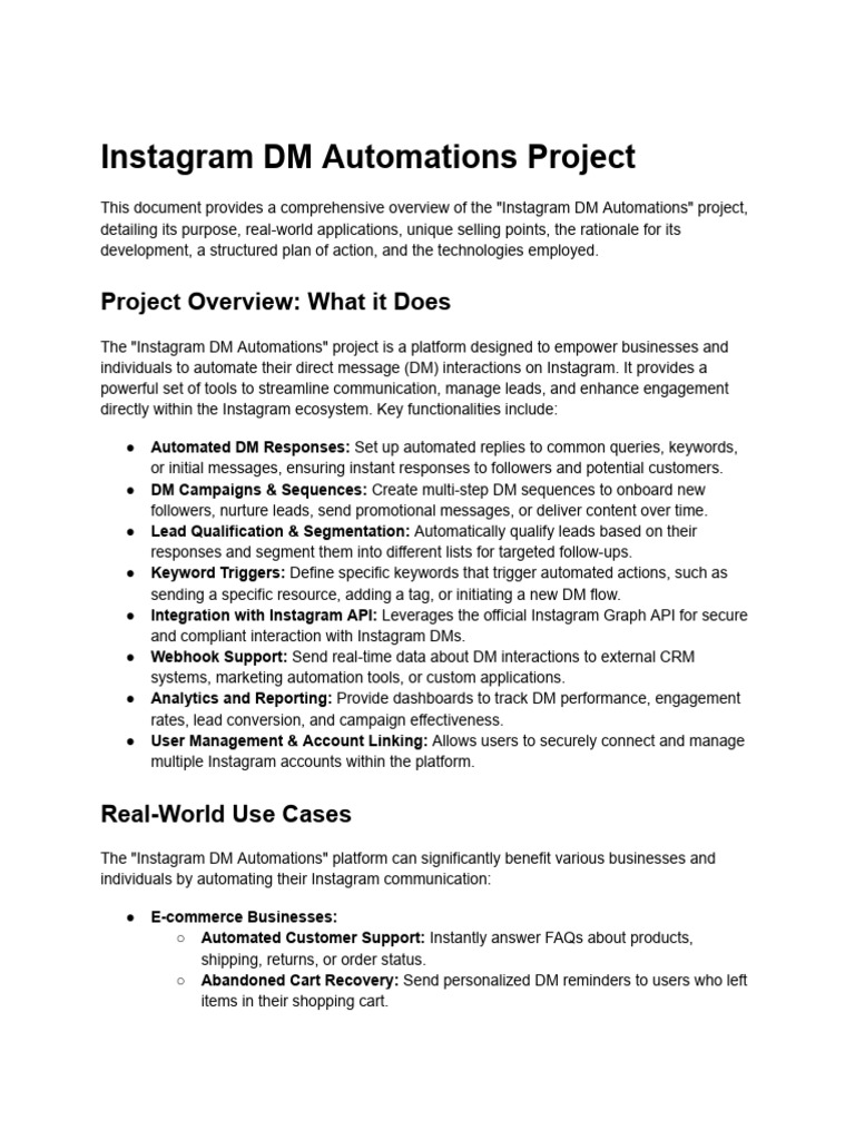 Instagram DM Automation Overview | PDF | Databases | Cloud Computing