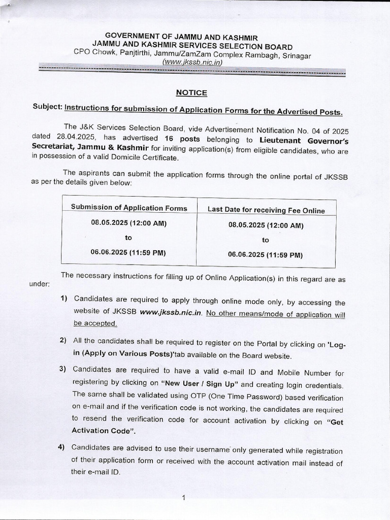 Instructions For Submission of Application Forms 04 of 2025 30042025 | PDF