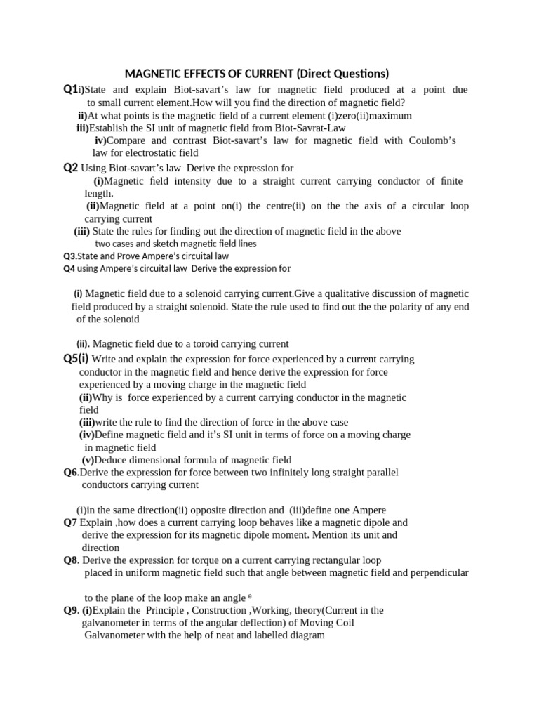 Magnetic Effects of Current Explained | PDF | Magnetic Field | Electricity