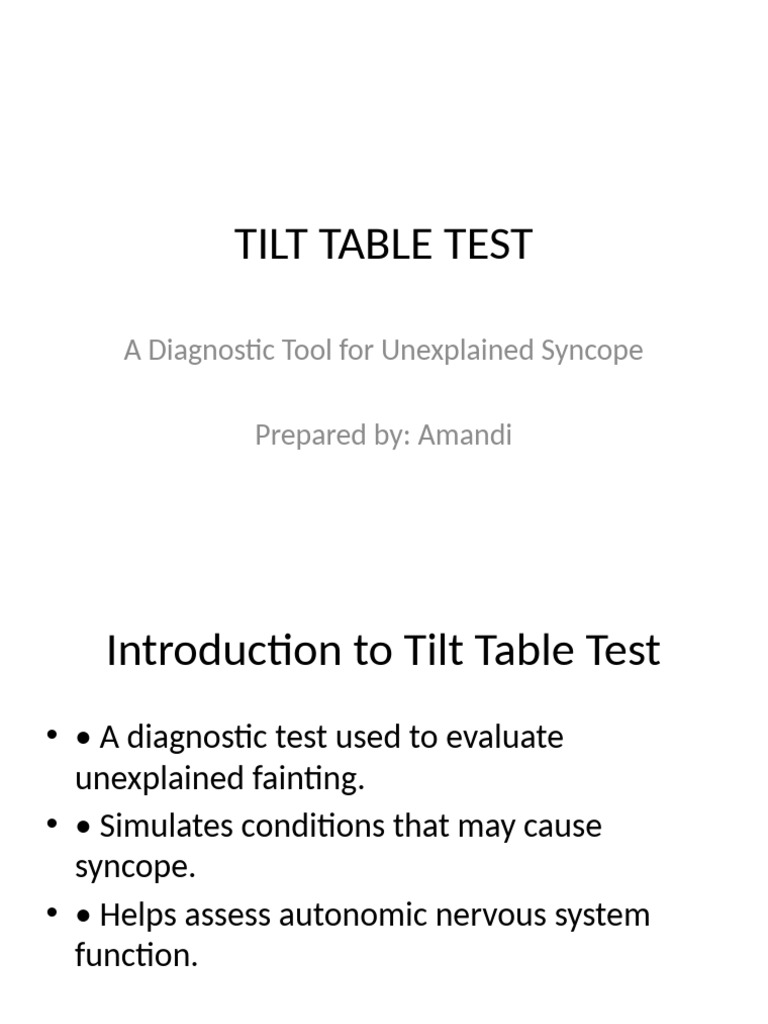 Tilt Table Test for Unexplained Syncope | PDF