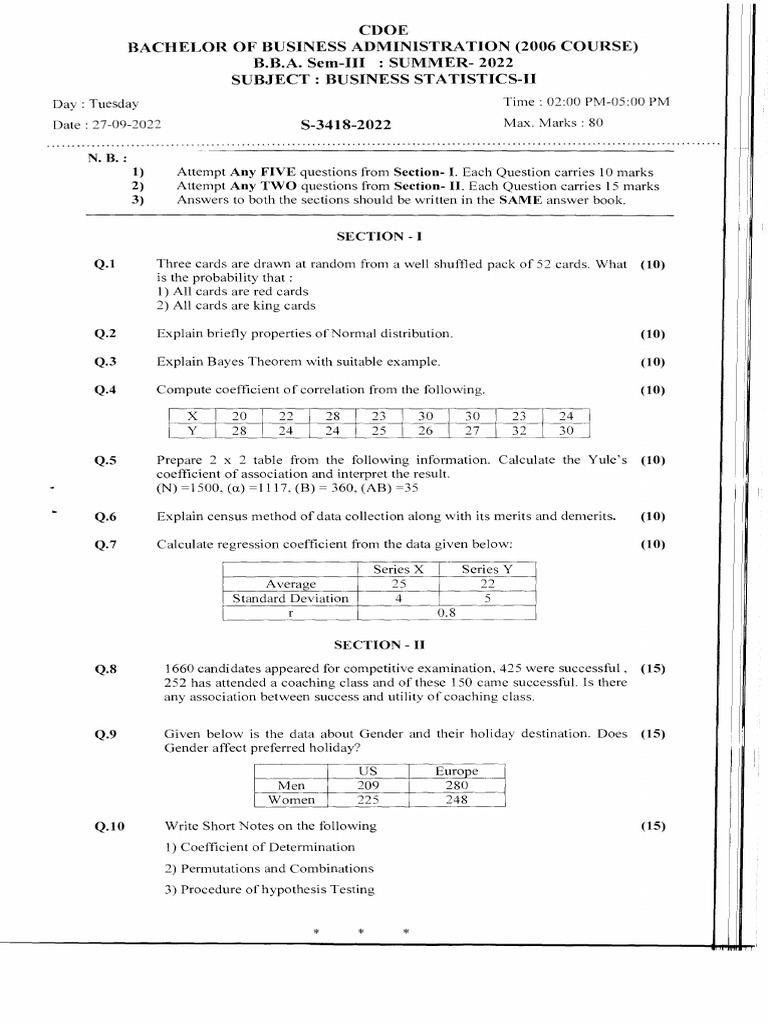 Business - Statistics Ii | PDF