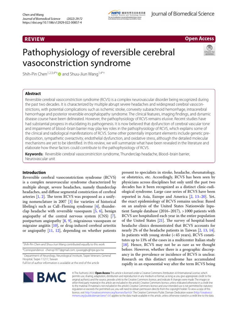 Pathophysiology of RCVS Explained | PDF | Diseases And Disorders ...