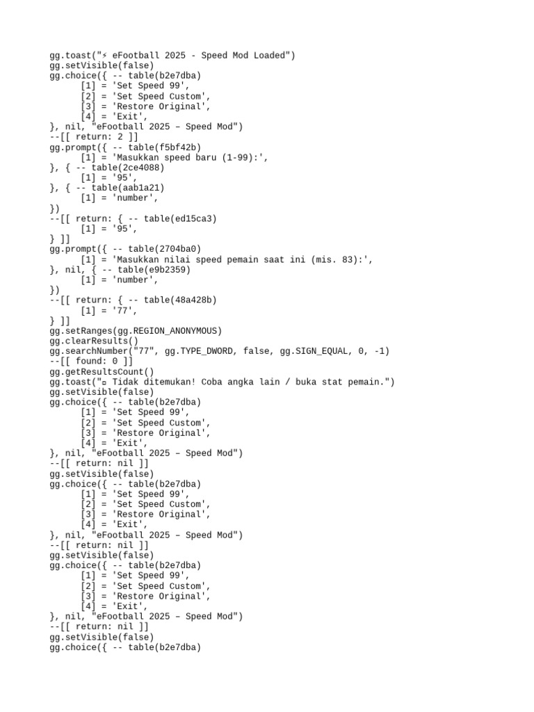 eFootball 2025 Speed Mod Script | PDF