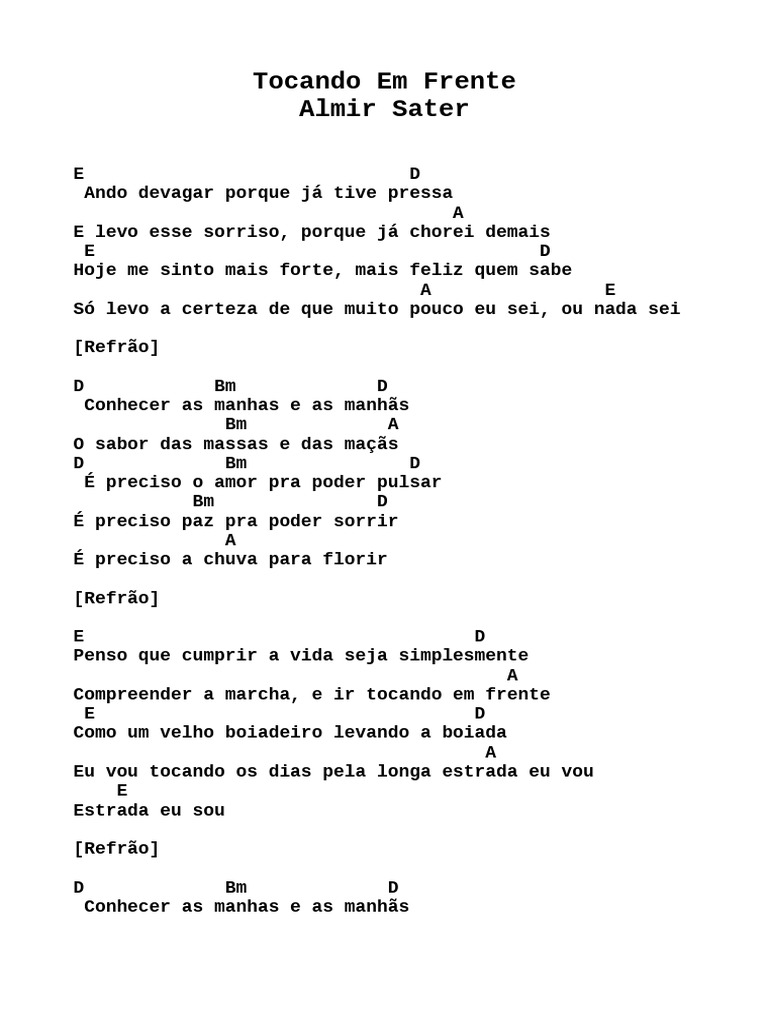 Tocando Em Frente: Letra e Reflexões | PDF