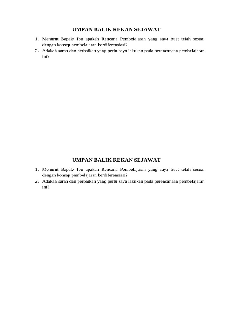 Umpan Balik Rekan Sejawat | PDF