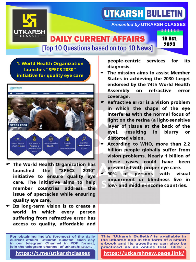 10 October 2023 Current Affairs English | PDF