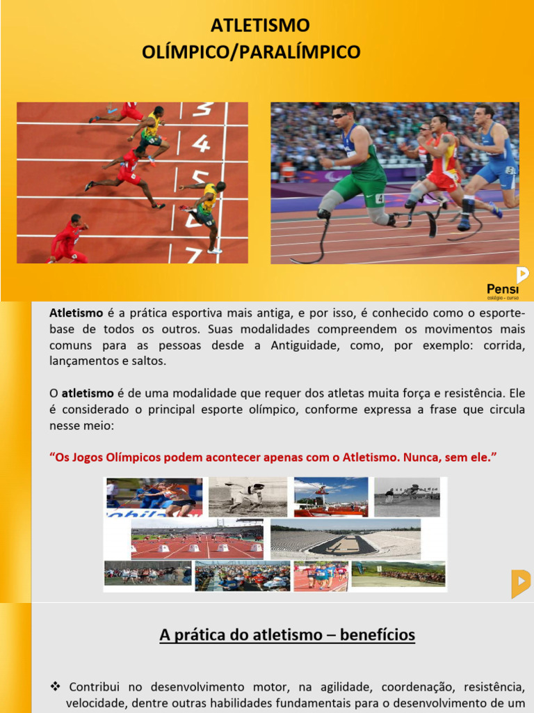 Atletismo: Modalidades e Benefícios | PDF | Atletismo (esporte) | Músculo