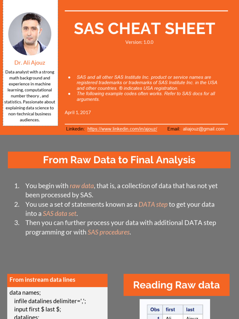 SAS Programming Cheat Sheet | PDF | Sas (Software) | String (Computer ...