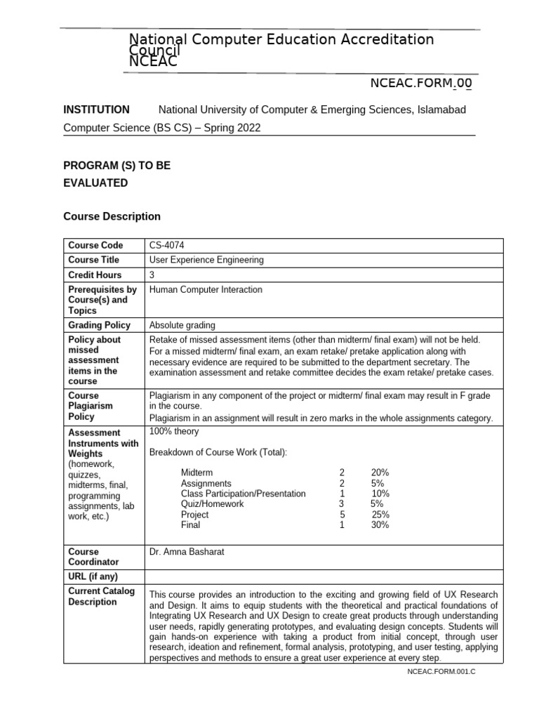User Experience Engineering Course Overview | PDF | Usability | Design
