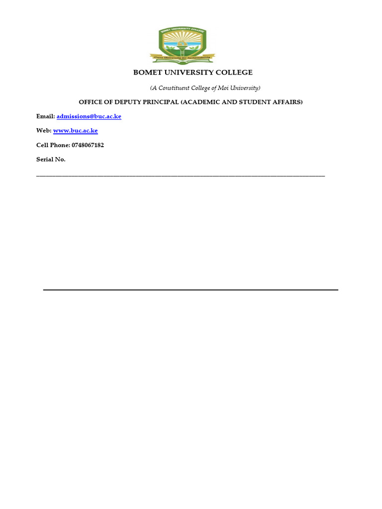 Bomet University Admission Letter 2025 | PDF