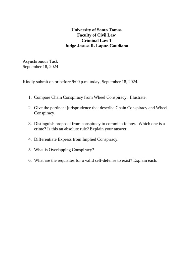 Criminal Law Asynchronous Task | PDF