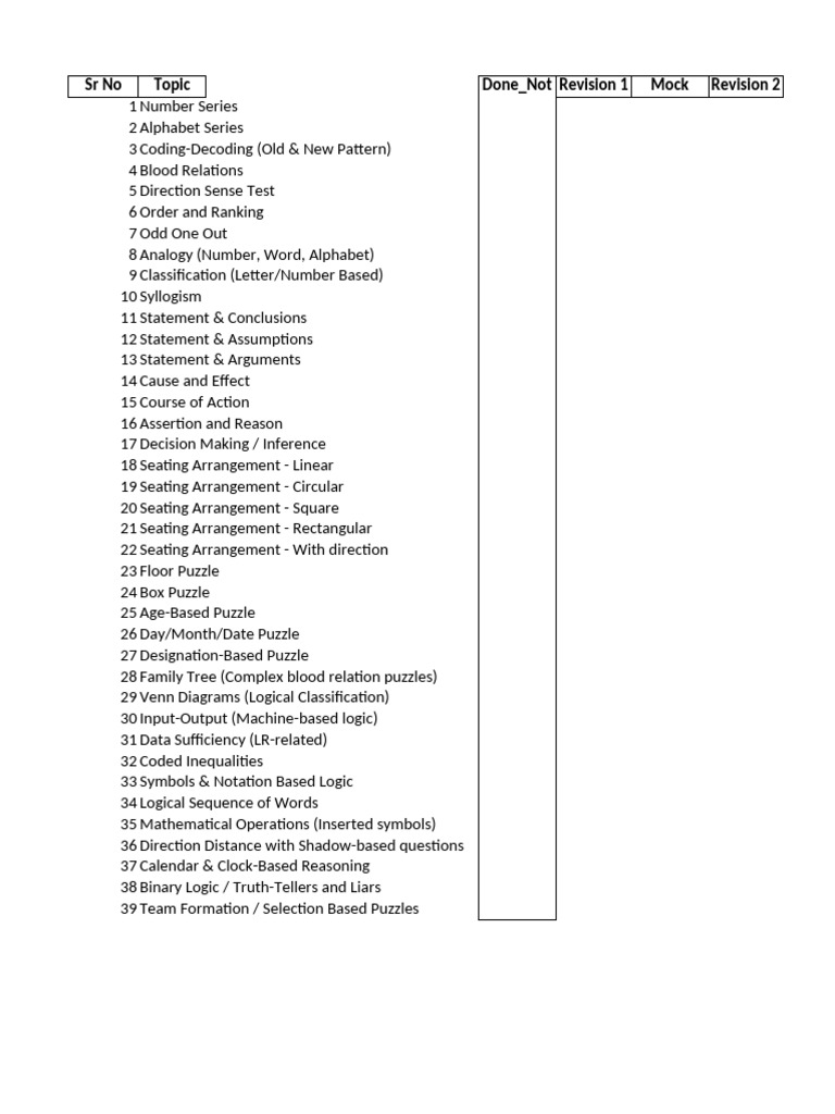 Logical Reasoning Topics Overview | PDF