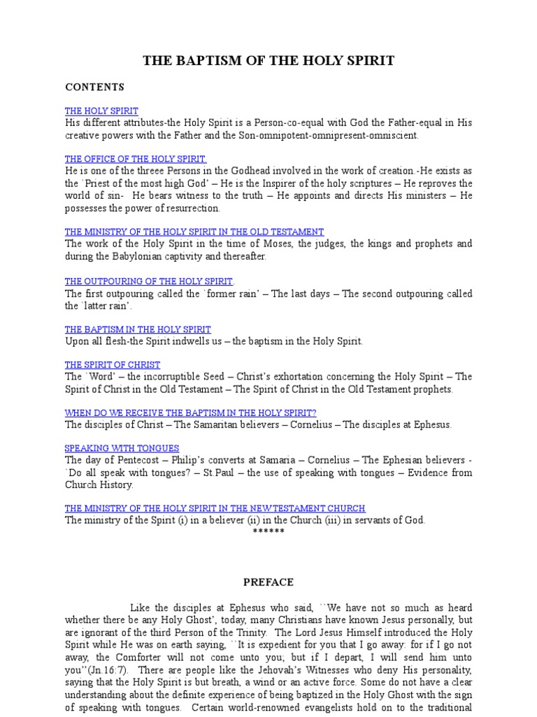 Baptism of HolySpirit | PDF | Baptism With The Holy Spirit | Born Again