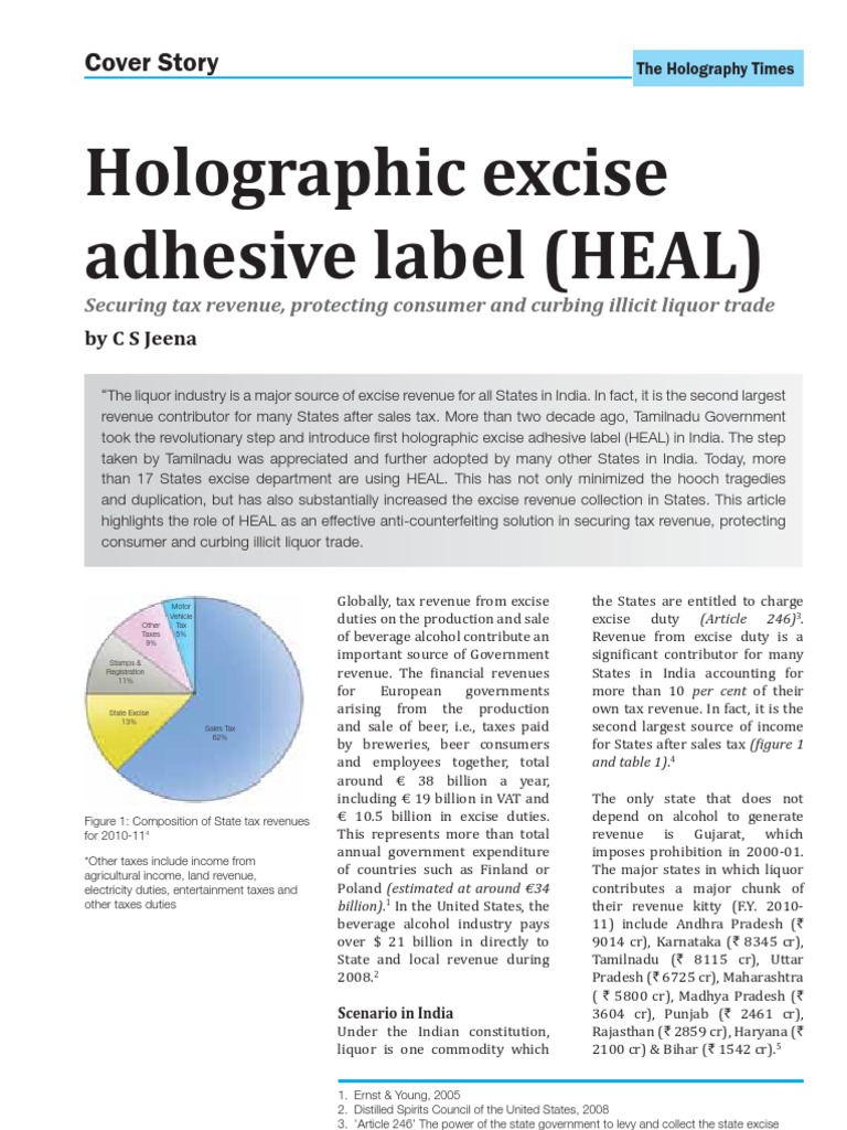 Holographic Excise Adhesive Label, Securing Tax Revenue, Protecting