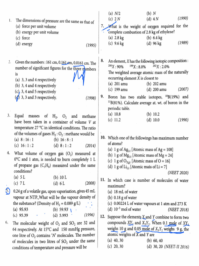 Chemistry Problem Set and Solutions | PDF | Mole (Unit) | Molecules