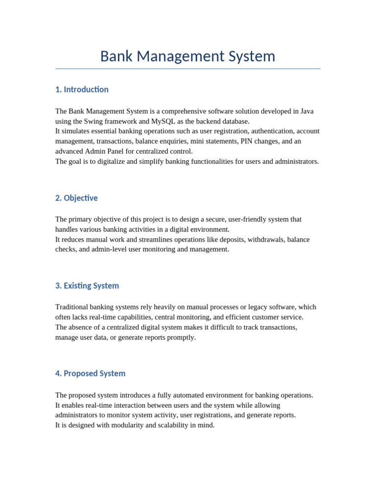 Overview of Bank Management System | PDF | Databases | Personal ...