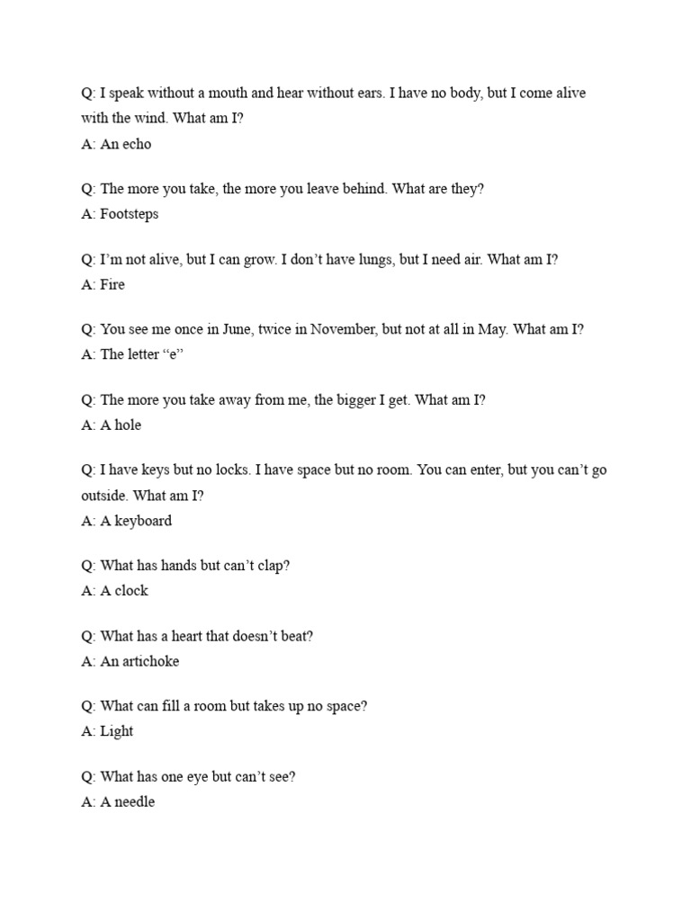 Riddles and Their Clever Answers | PDF