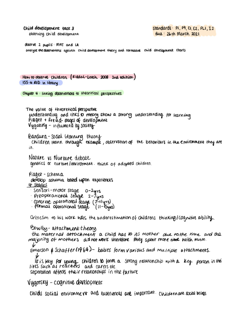 Child Development Observation Analysis | PDF | Attachment Theory ...