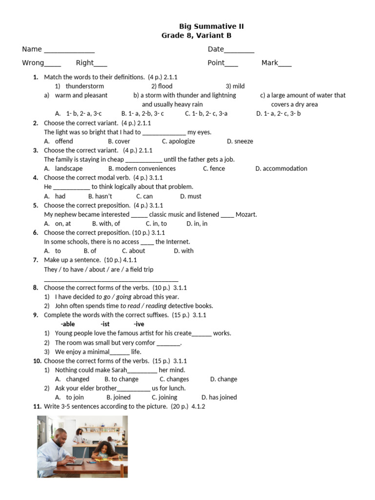 Grade 8 Summative Assessment B | PDF | Grammar | Linguistic Morphology