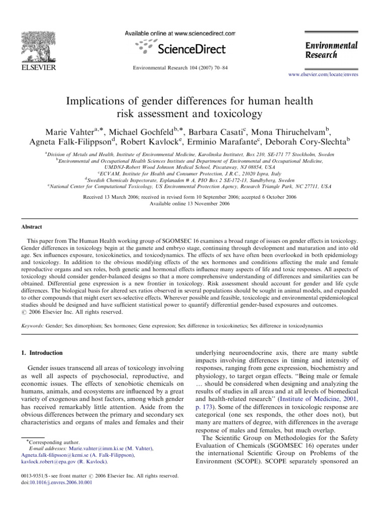 Gender Differences in Toxicology Risks | PDF | Luteinizing Hormone ...