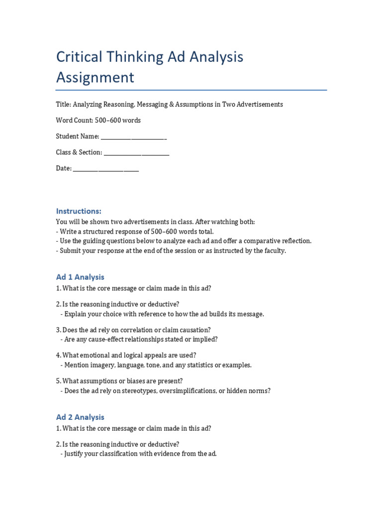 Ad Analysis: Reasoning & Messaging Insights | PDF | Inductive Reasoning ...