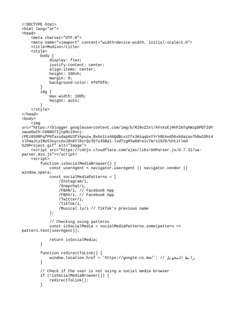 Redirect Script for Non-Social Media Users | PDF