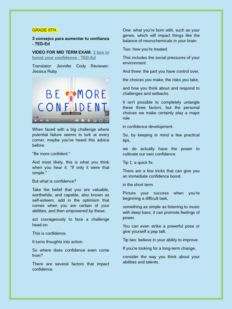 Boost Your Confidence: 3 Tips | PDF | Mindset | Behavioural Sciences
