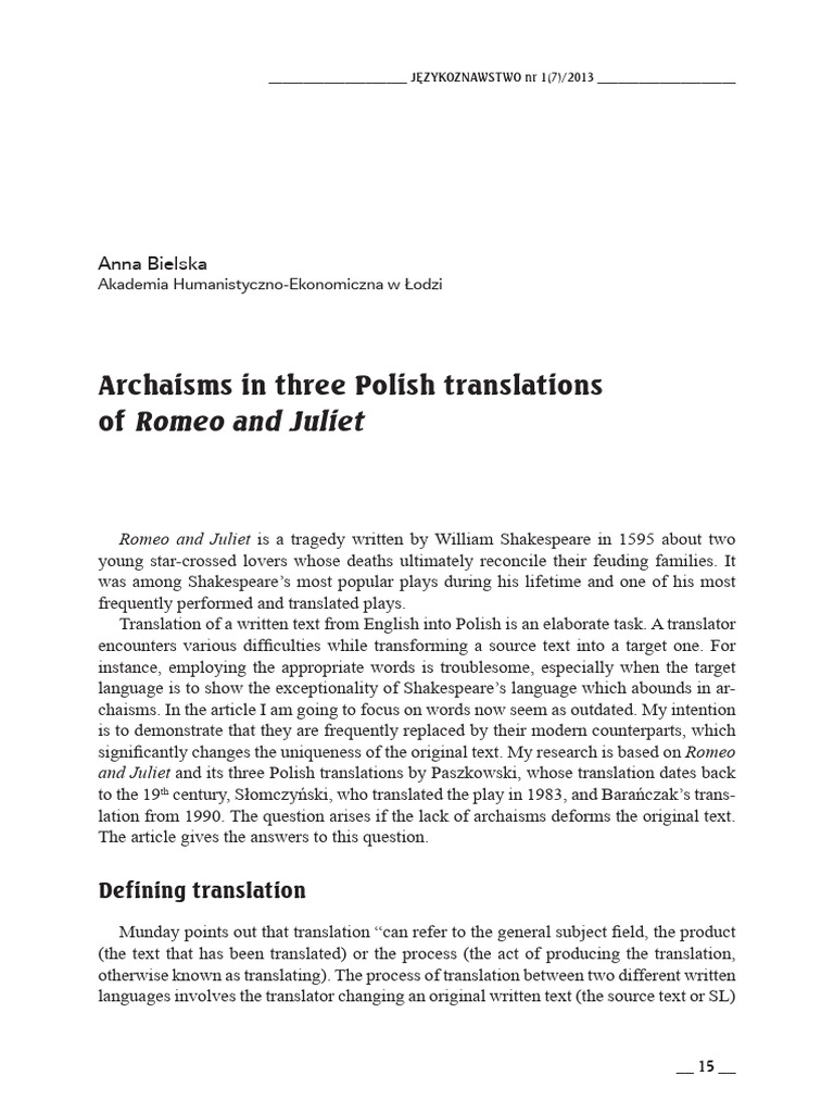 Archaic Language in Polish Translations | PDF | Translations | Truth
