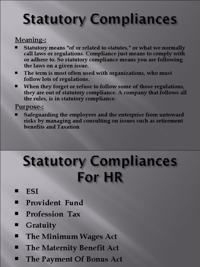 Statutory Compliances For HR Wage Employment