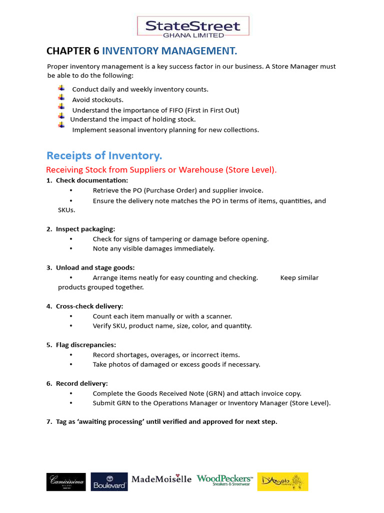 Chapter 6 Inventory Management - Receiving & Tagging Stock | PDF ...