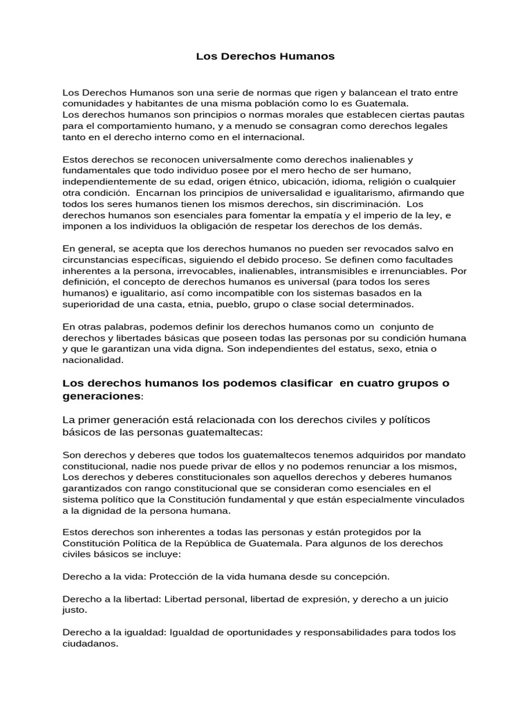 Derechos Humanos en Guatemala: Claves y Generaciones | PDF | Derechos ...