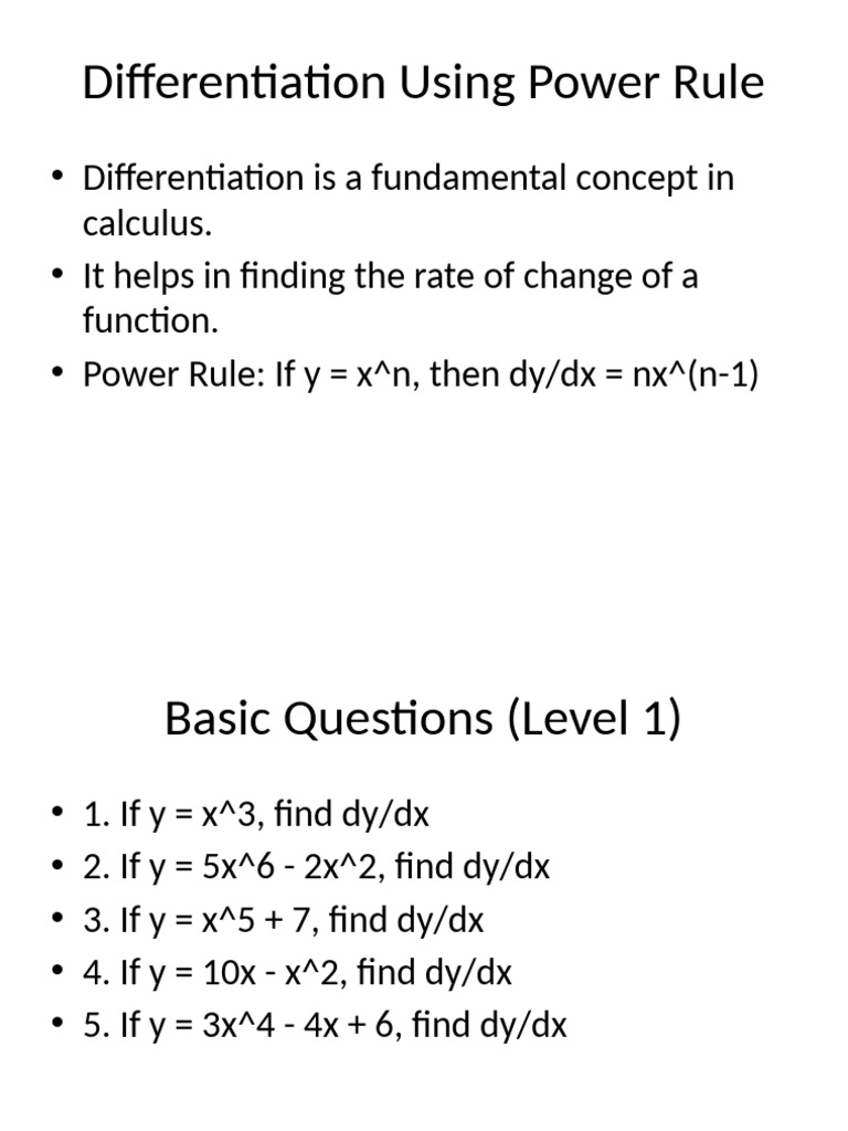Power Rule for Differentiation Explained | PDF