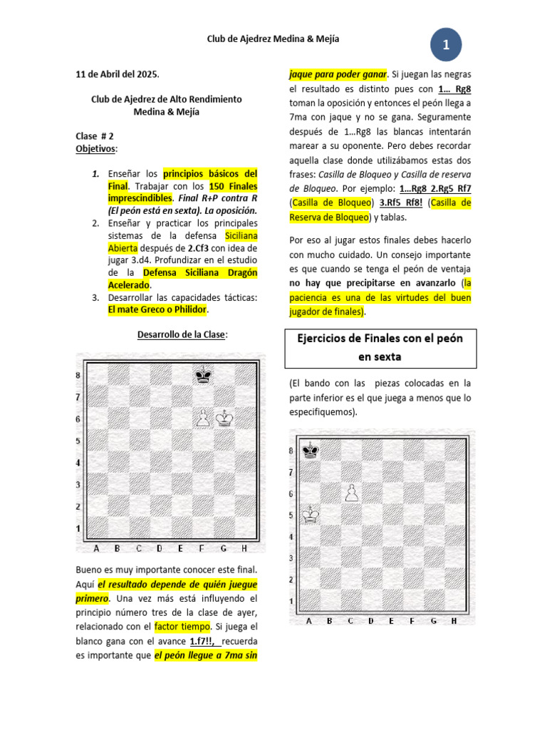 I Clase # 2 | PDF | Juegos de mesa | Aperturas de ajedrez