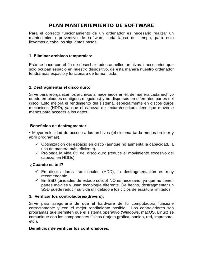 Mantenimiento Preventivo de Software | PDF | Disco duro | Unidad de ...