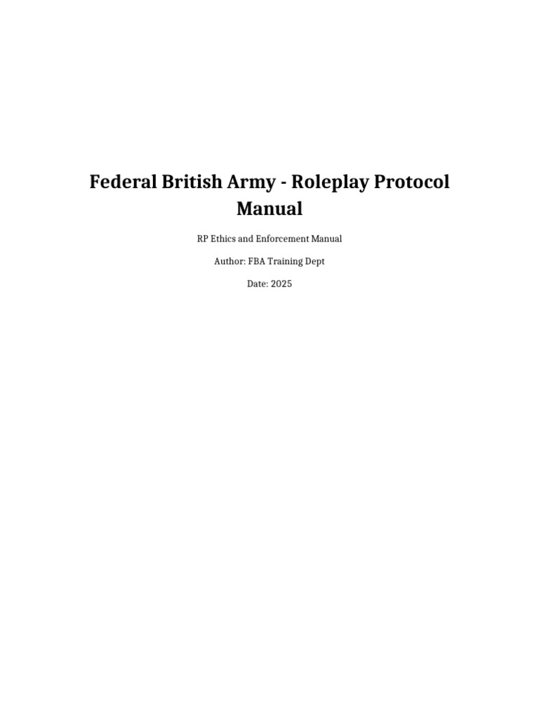 Army Roleplay Protocol Manual | PDF