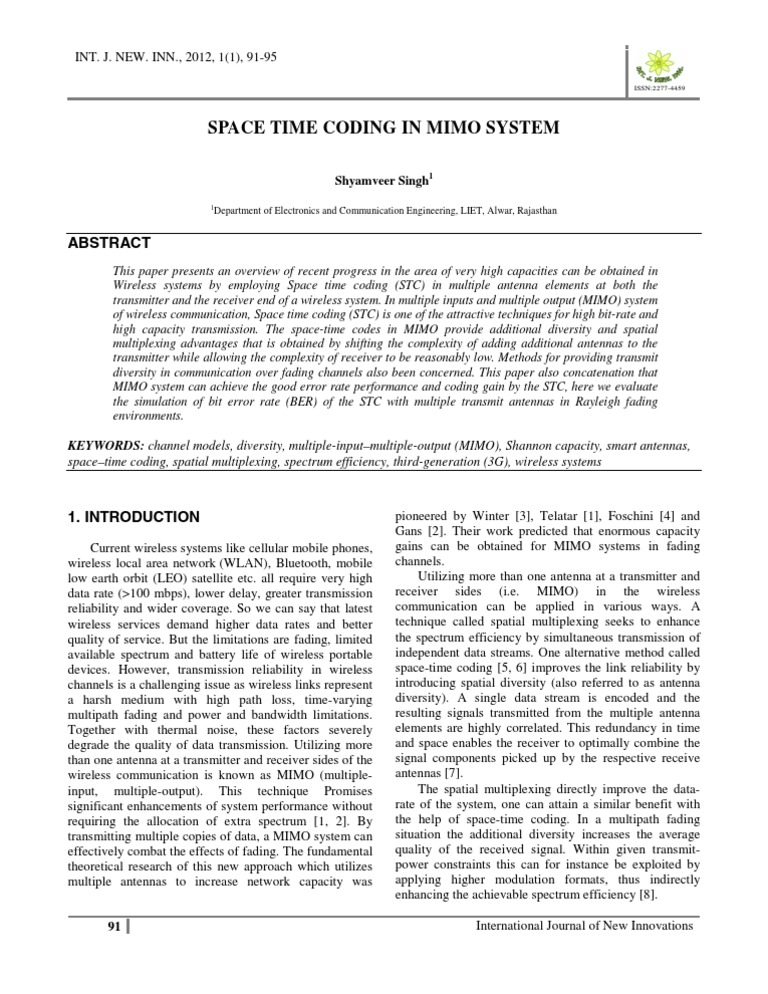 Space-Time Coding in MIMO Systems | PDF | Mimo | Multiplexing