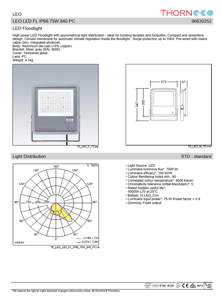 Leo Led FL Ip66 75W 840 PC | PDF