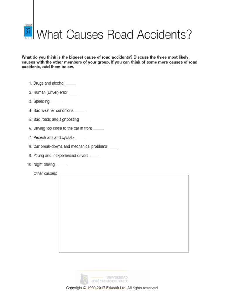 Causes of Road Accidents Report | PDF