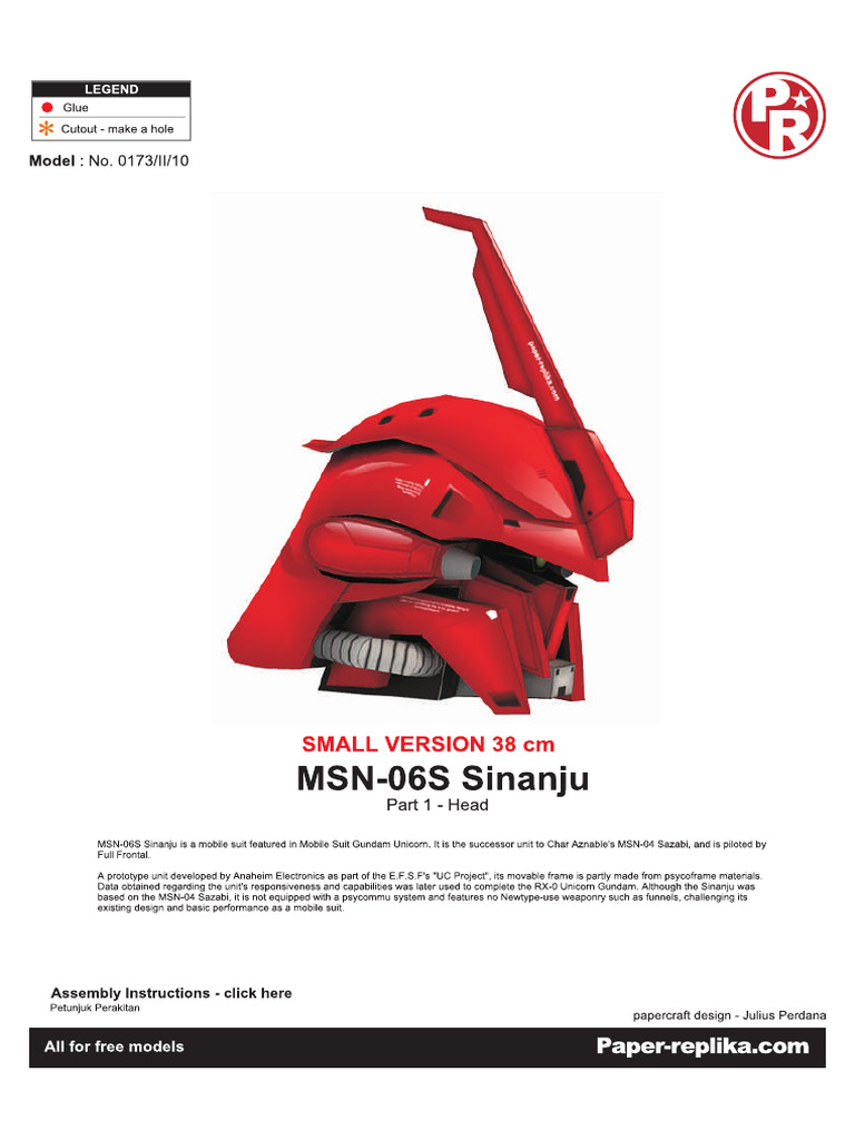 Part 1 Head MSN 06S Sinanju | PDF
