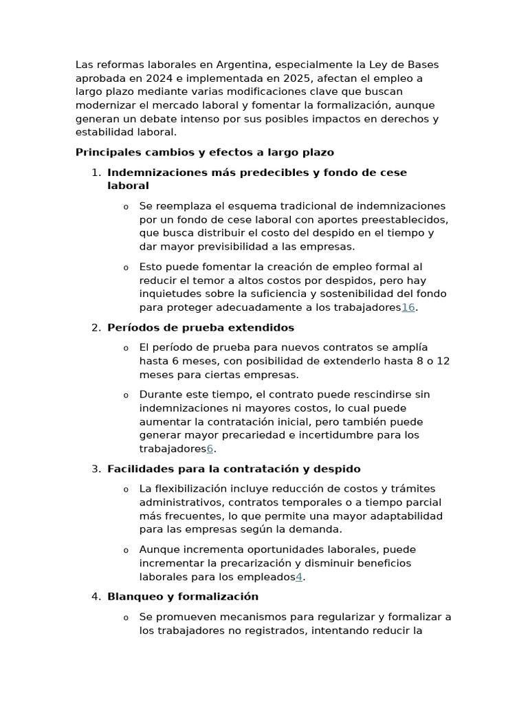 Reforma Laboral Argentina 2025: Claves y Efectos | PDF | Empleo | Economias