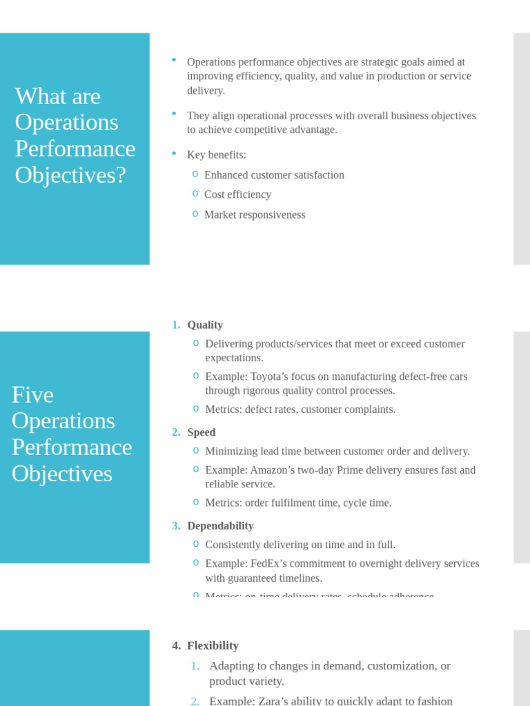 Five Key Operations Performance Objectives Pdf Performance